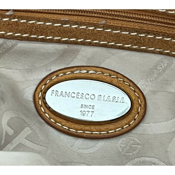 Francesco Biasia Whiskey Saddle Leather Shoulder Hobo Bag Double Front P… - Picture 12 of 12